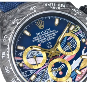 Rolex Daytona Cosmograph Color Fish Pattern Dial Replica Brand : Rolex Range : Daytona Model : 2071401 Reference No : 2071401 Movement : Automatic Gender : Man’s Case Size : 40 MM Case Material : Stainless Steel Strap Material : Stainless Steel Strap Colors : Blue Dial Colors : Black Waterproof : Yes