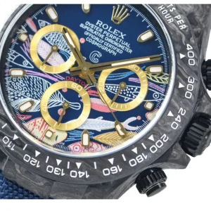 Rolex Daytona Cosmograph Color Fish Pattern Dial Replica Brand : Rolex Range : Daytona Model : 2071401 Reference No : 2071401 Movement : Automatic Gender : Man’s Case Size : 40 MM Case Material : Stainless Steel Strap Material : Stainless Steel Strap Colors : Blue Dial Colors : Black Waterproof : Yes