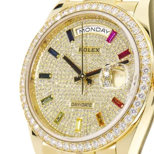 Day-Date Yellow Gold With Pave Diamond Dial/Sapphire 128348RBR-0030 Replica