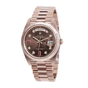 Day-Date 128235 AR Stainless Steel With Rose Gold Wrapped Chocolate Dial Replica