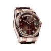 Day-Date 128235 AR Stainless Steel With Rose Gold Wrapped Chocolate Dial Replica