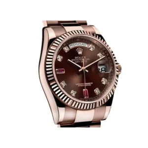 Day-Date 128235 AR Stainless Steel With Rose Gold Wrapped Chocolate Dial Replica
