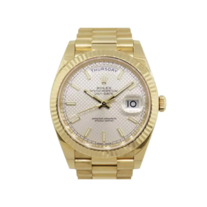 Day-Date 228238 Yellow Gold Silver Diagonal Dial Replica