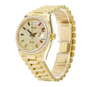 Day-Date Yellow Gold With Pave Diamond Dial/Sapphire 128348RBR-0030 Replica